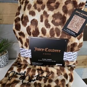 Juicy Couture Brown and Cream Leopard Plush Throw
